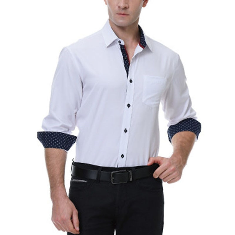 Men's Shirt Summer Shirt Casual Shirt Button Up Shirt Black White Pink Wine Red Long Sleeve Geometric Color Block Lapel Vacation Daily Patchwork Clothing Apparel Polyester Fashion Casual Comfortable 2025 - $22.99 –P2