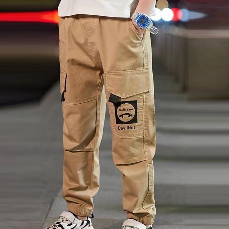 Kids Boys Sweatpants Trousers Pocket Cartoon Letter Breathable Comfort Pants Training Sports Daily Basic Black Avatar Overalls Black Small Label Overalls Army Green Small Label Overalls Mid Waist 2025 - $17.49 –P10