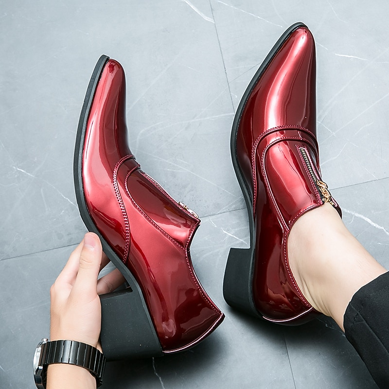 Miesten Oxford-kengät Muodolliset kengät Juhlakengät Brittiläiset ruudulliset kengät Englantilainen Joulu Juhlat joulu Kiiltonahka Korkeutta lisäävä Nauhat Hopea Musta Punainen Kevät Syksy 2025 - $79.99 –P7