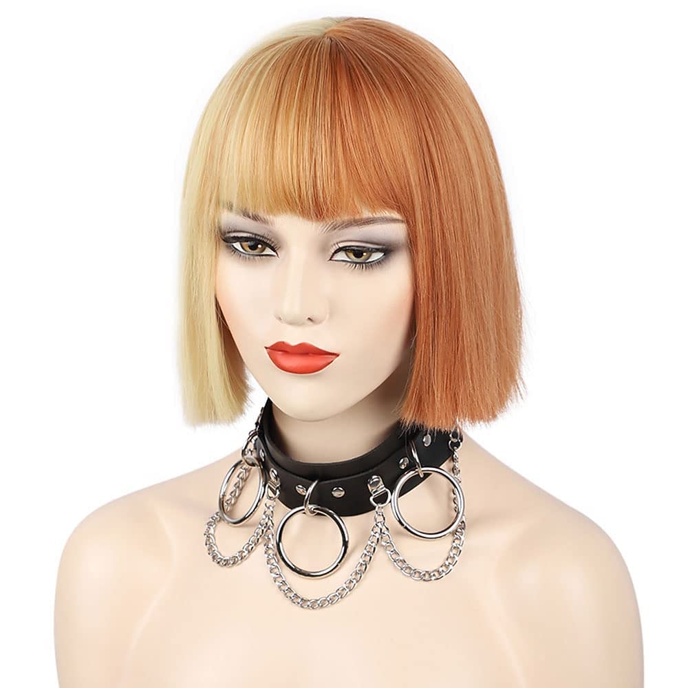 Blonde Bob Wig with Bangs - 12'' Short Blonde Wig for Women Natural Look Color Wigs with Bangs Super Soft and Easy to Wear Straight Bob Wig Synthetic Wig for Daily Halloween 2026 - $22.99 –P9