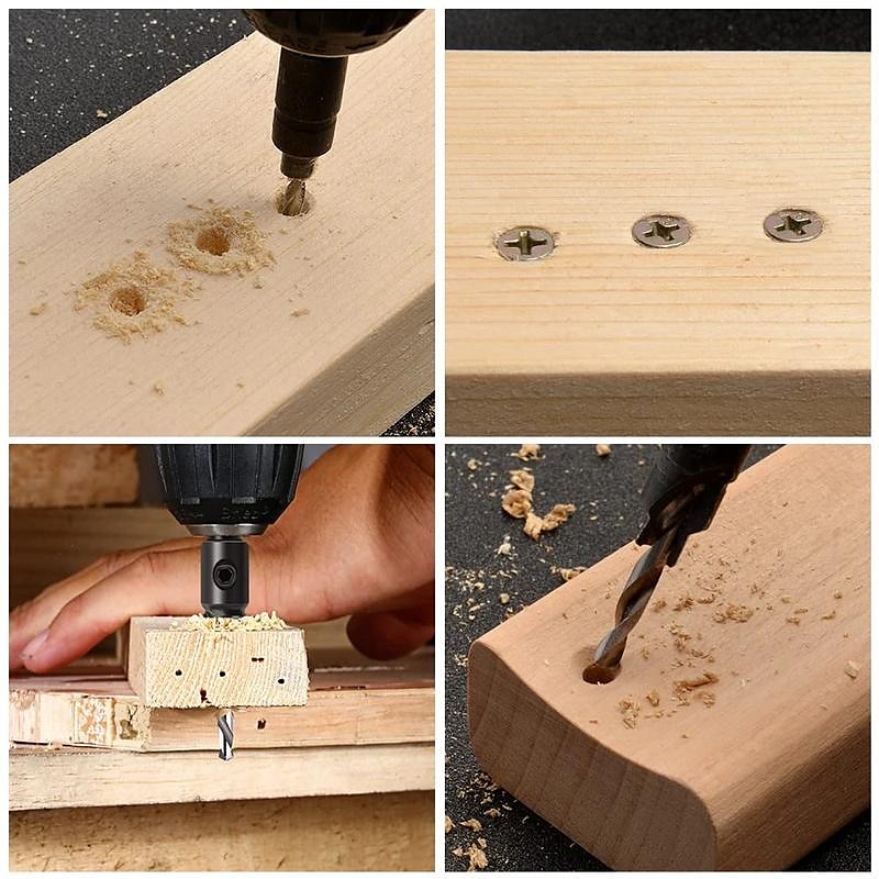 Set di 5 punte per trapano svasatore per la lavorazione del legno, con codolo esagonale da 1/4 "per la lavorazione del legno fai da te con una chiave a L # 5 # 6 # 8 # 10 # 12 del 2025 a $11.99 –P6