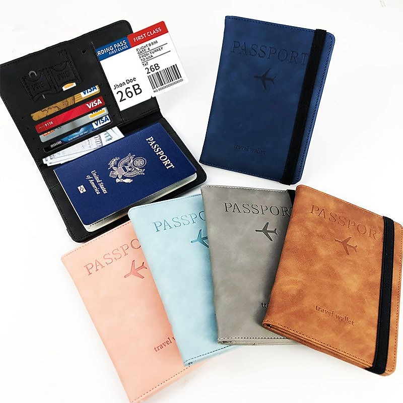 Leather Passport Cover RFID Elastic Band Travel Credit ID Card Waterproof Passport Holder Men Women Wallet Document Organizer 2025 - $6.49 –P6