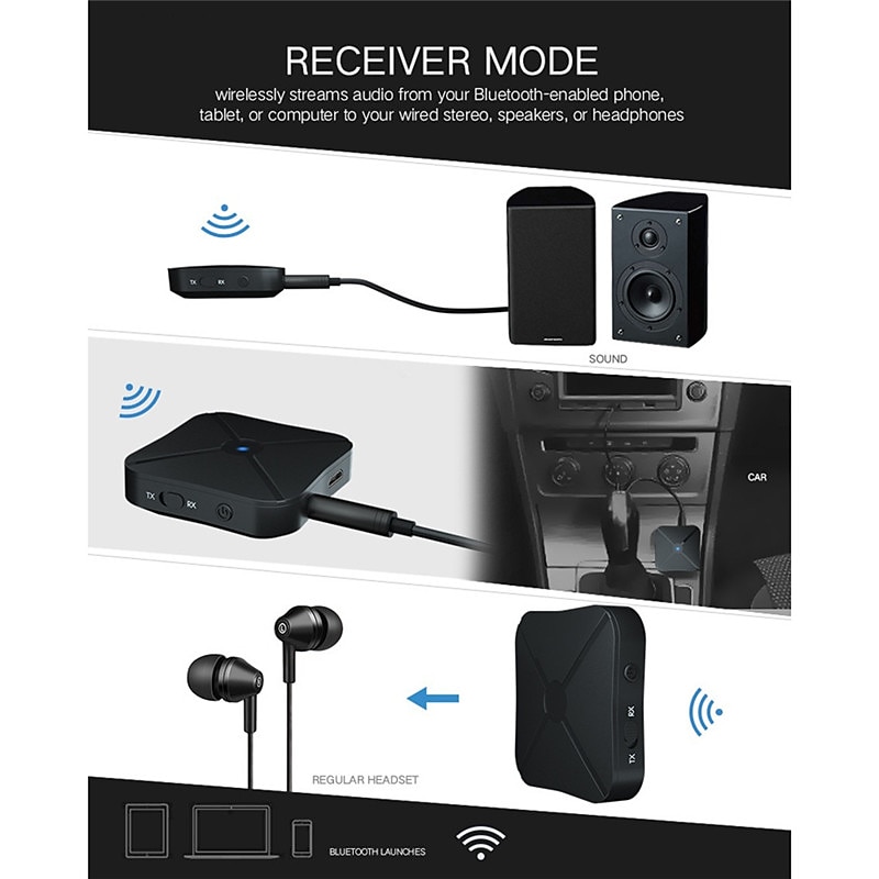 2 в 1 bluetooth4.2 компьютерные наушники aux автомобильная стерео музыка аудио адаптер беспроводной передатчик bluetooth приемник 2025 - $12.99 –P5