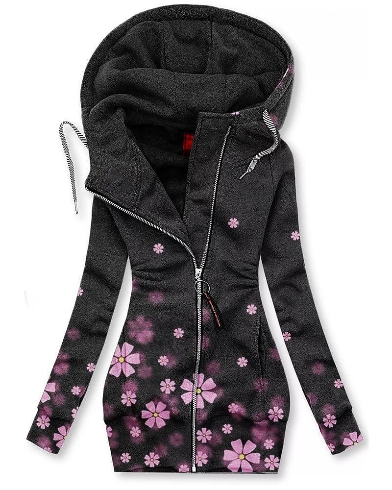 Sudaderas de Mujer Gráfico Floral Mariposa Deportiva Básica Manga Larga Hoodie Tops Regulares Casual Calle Cremallera Ajustable Bolsillo Frontal Negro Blanco Rosa Rojo Azul Otoño Invierno 2025 - $29.99 –P2