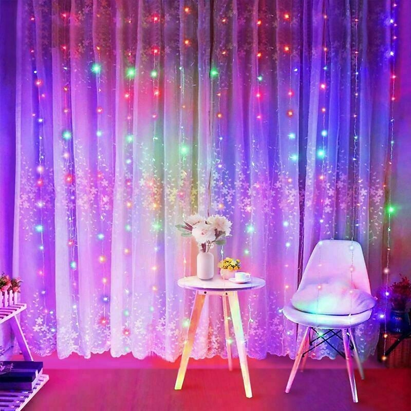 lámpák led függöny lámpák 3*3 méteres színes fények csillagos jégcsap fények karácsonyi fények 2025 - $16.99 –P6