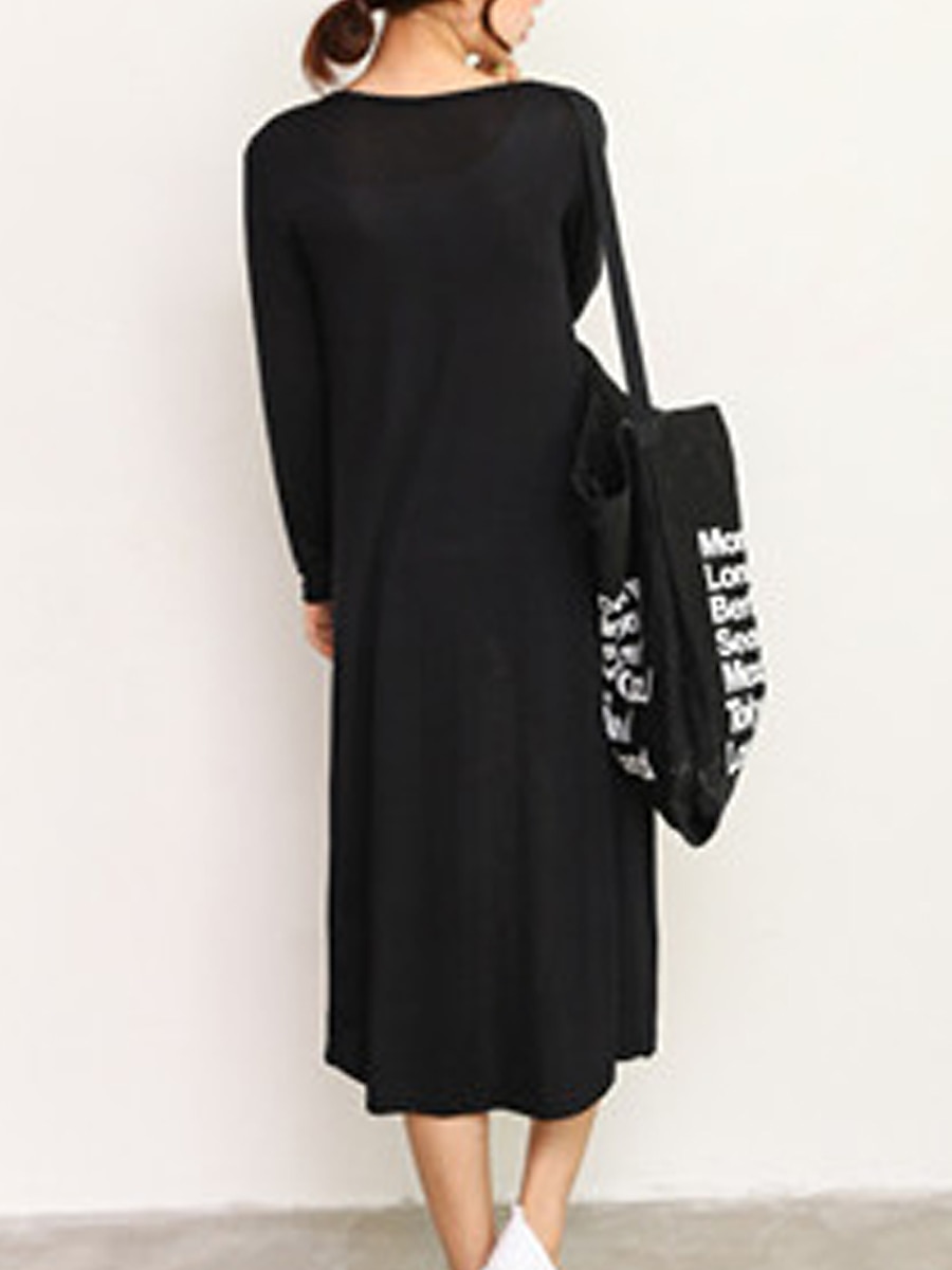 Women's Cardigan Sweater Stylish Casual Soft Solid Color Ribbed Open Front Oversized Long Sleeve Long Tops Knit Daily Going out Weekend Black White Summer Fall 2025 - $27.99 –P15