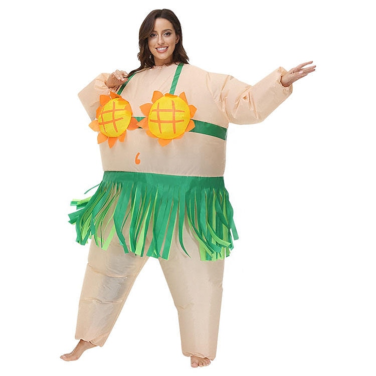 Couples Hawaiian Inflatable Costumes Halloween Group Couples Costumes All Movie Cosplay Funny Costume Green Leotard / Onesie Halloween Carnival Masquerade Cloth 2025 - $62.99 –P6