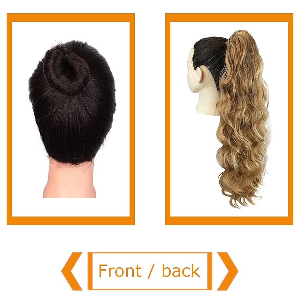 24 inch lange body wave paardenstaart haarverlenging synthetische hittebestendige wrap around trekkoord krullend golvend paardenstaart haarstukjes voor vrouwen 2025 - $15.99 –P9