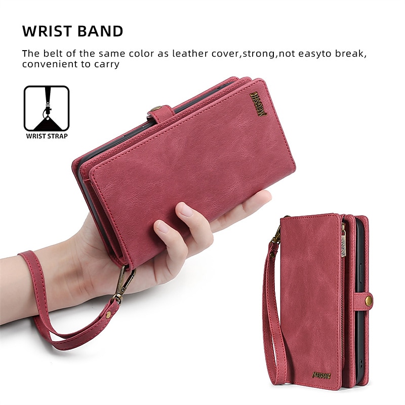 Phone Case For iPhone 15 Pro Max Plus iPhone 15 Pro Max 14 Plus 13 12 11 Pro Max Wallet Case Magnetic Zipper with Lanyard Solid Color TPU PC PU Leather 2025 - $34.99 –P10