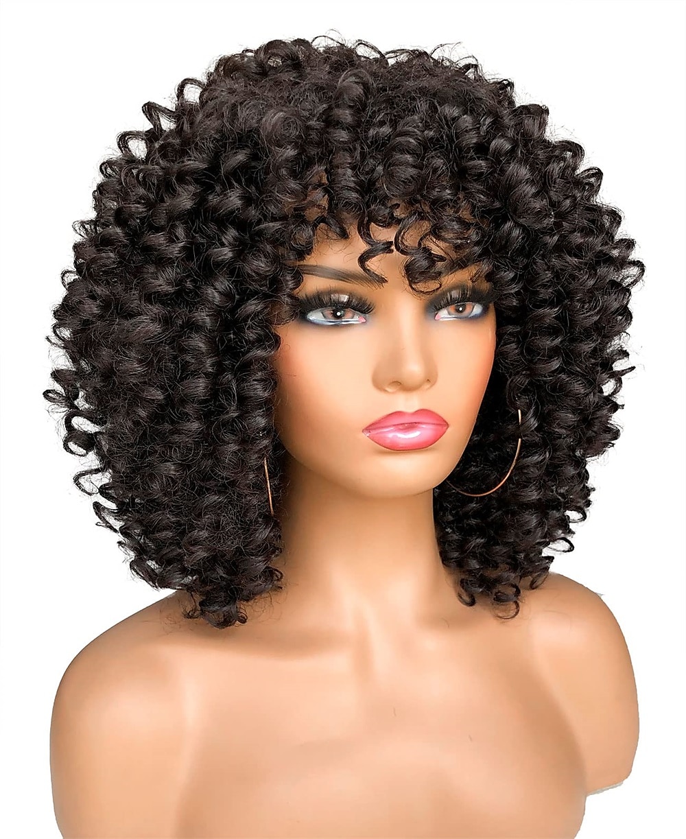 perruque afro bouclée avec une frange perruques courtes crépus bouclés pour les femmes noires fibre synthétique cheveux doux perruque afro courte bouclée de 2025 ? $20.99 –P13