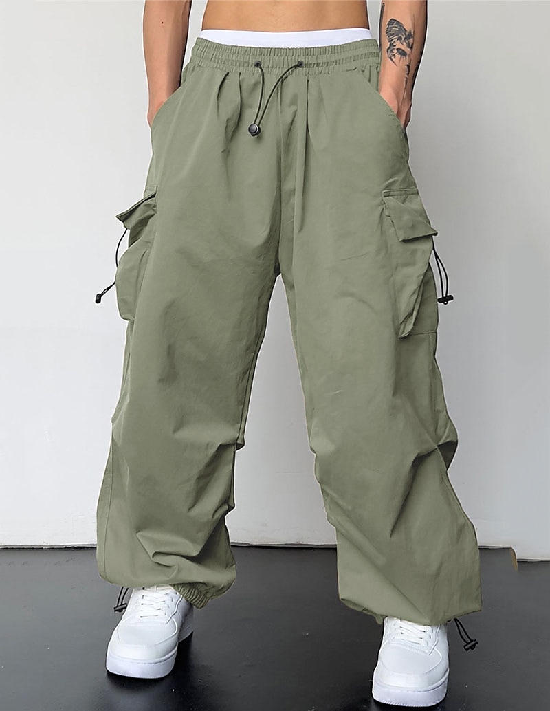 Women's Cargo Multi-Pocket Drawstring Elastic Sports Pants Streetwear  Trousers