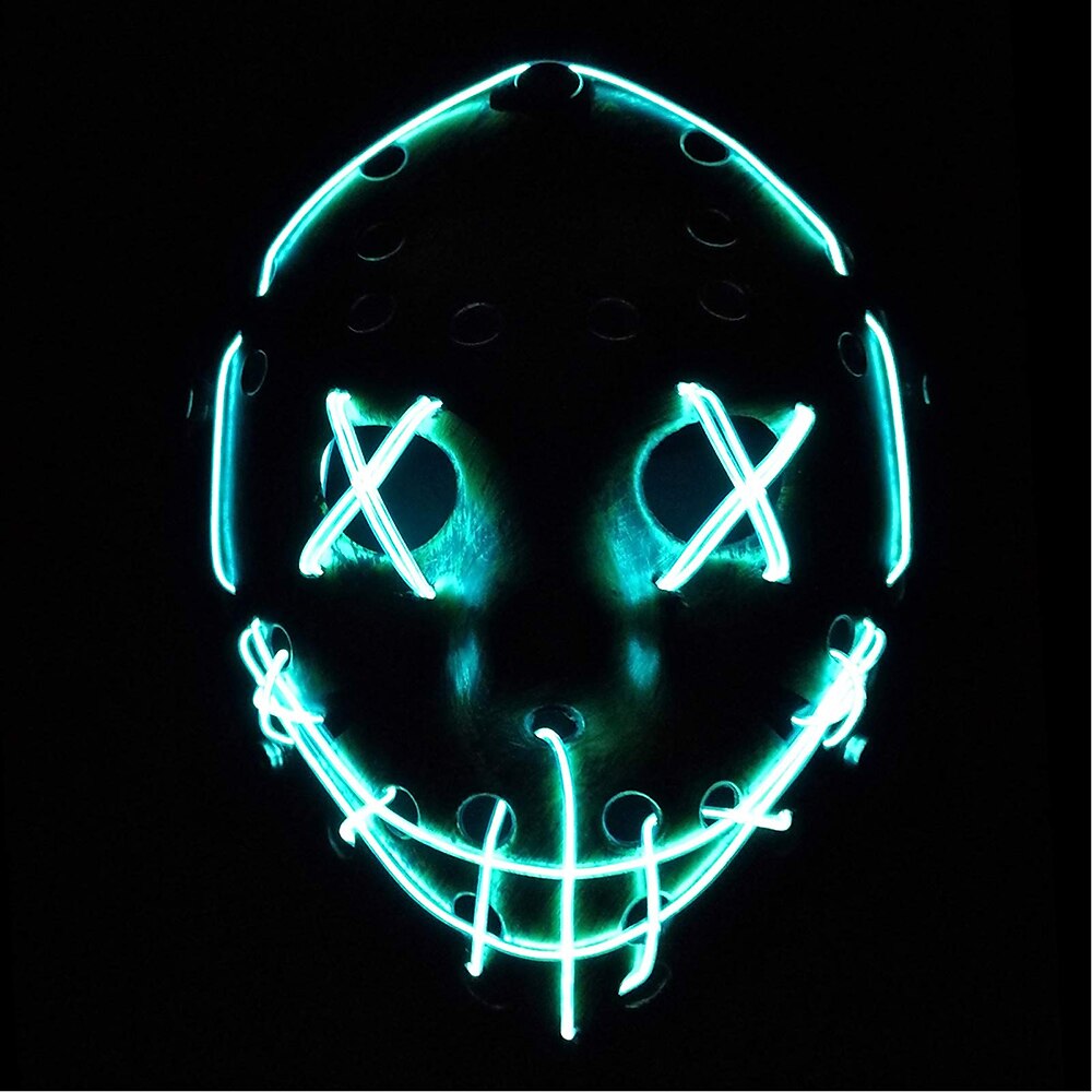 led light up purge mask jason masks scary masks glow μάσκα αποκριών για παιδιά & ενήλικες 3 λειτουργίες που αναβοσβήνουν 2025 - $16.99 –P2