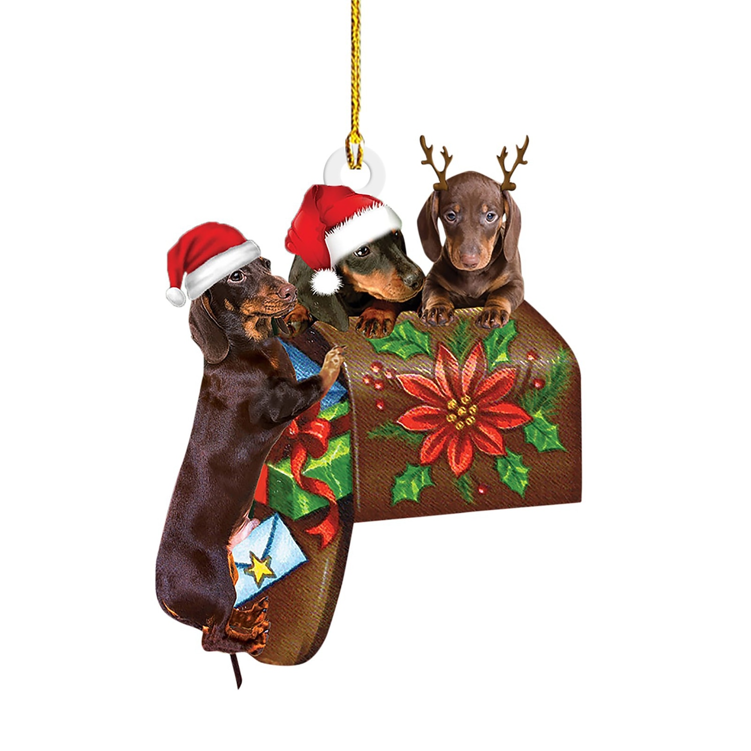 julepynt hundebil hengende ornament, akryl 2d flattrykt nøkkelring, valgfri akrylpryd og bil bakspeil tilbehør minnegavepakke 2025 - $5.99 –P7