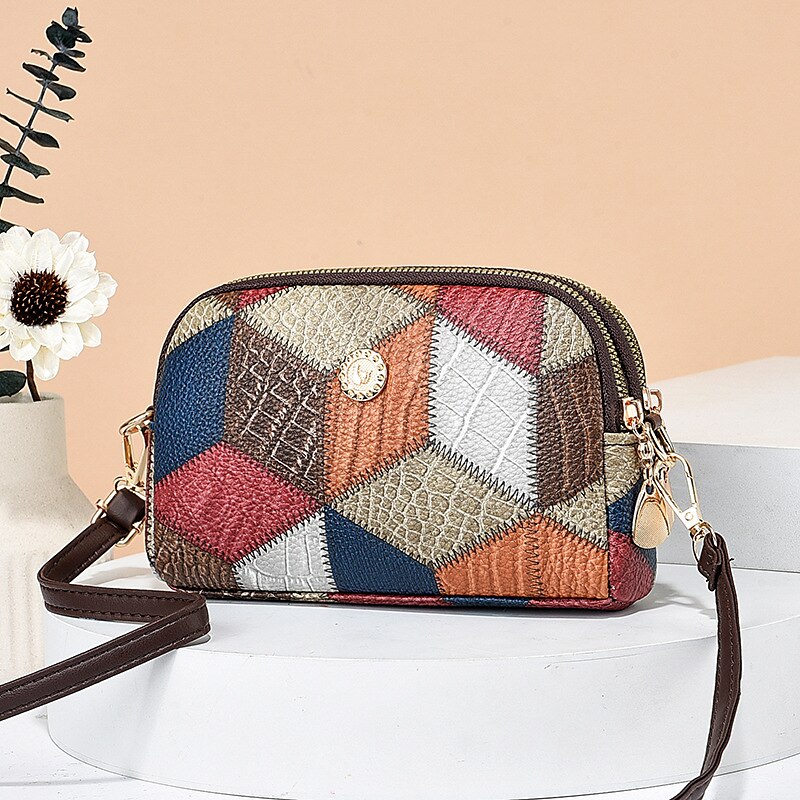 Crossbody Bag For Women, Geometric Pattern Shoulder Bag With Coin
