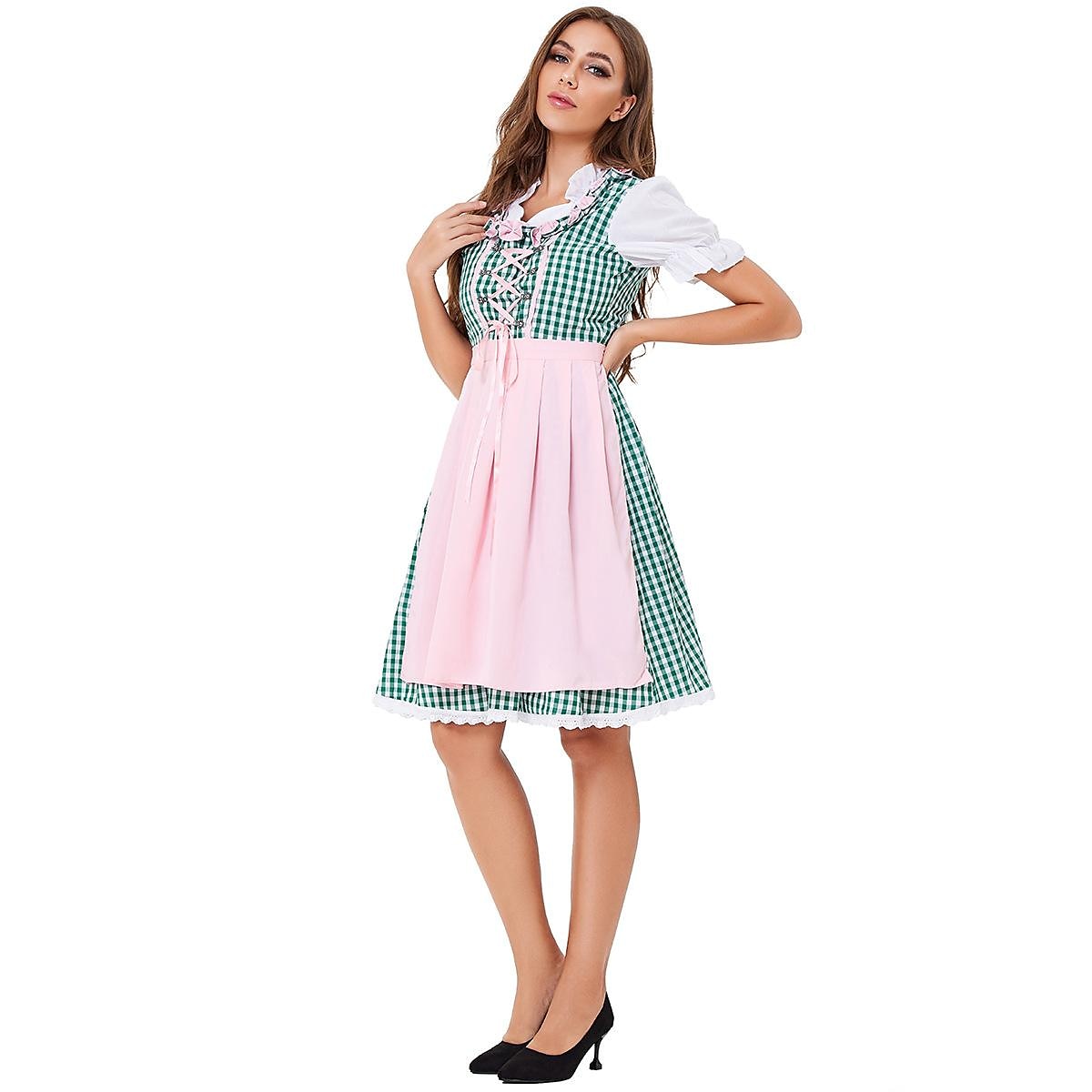 Oktoberfest Schürze Trachtenkleider Oktoberfest / Bier Bayerisch Bayerisch Deutsch Wiesn Damen Stoff im traditionellen Stil Bluse Kleid Schürze 2025 - $43.99 –P3