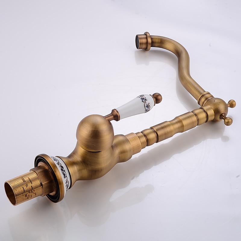 Vintage Kitchen Faucet Sink Mixer Taps, Single Handle Vessel Tap with Cold and Hot Hose 2026 - $106.99 –P3