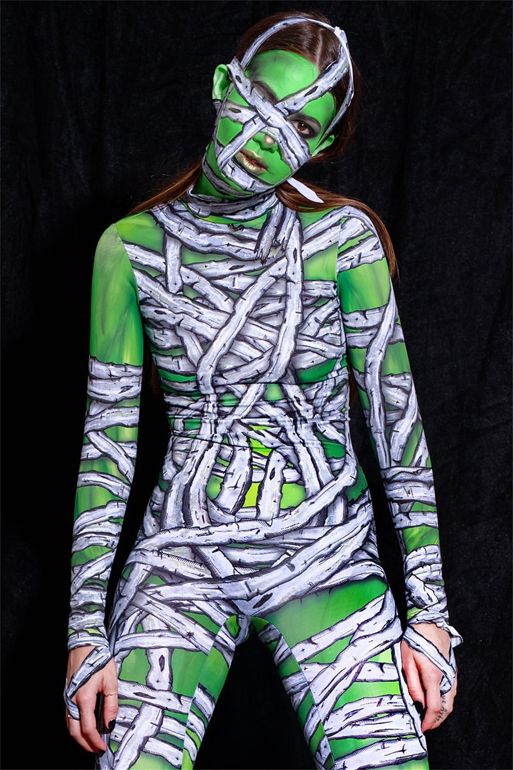 Zombie Mummy Carnival Costume Full Body Suit Cosplay Costume Bodysuits Full Body Catsuit Adults' Women's One Piece Scary Costume Party Halloween Masquerade Mardi Gras Easy Carnival Costume 2025 - $34.99 –P15