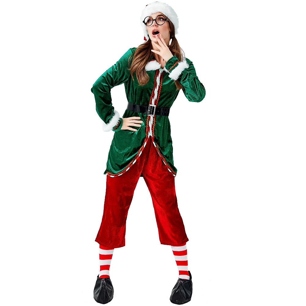 jultomten Alf Mrs.Claus Kläder Julhatt Fin julklänning Dam Jul Karnival julafton Jul Vuxna Fest Jul Kappa Byxor Skärp Benvärmare Strumpor 2025 - $60.99 –P5