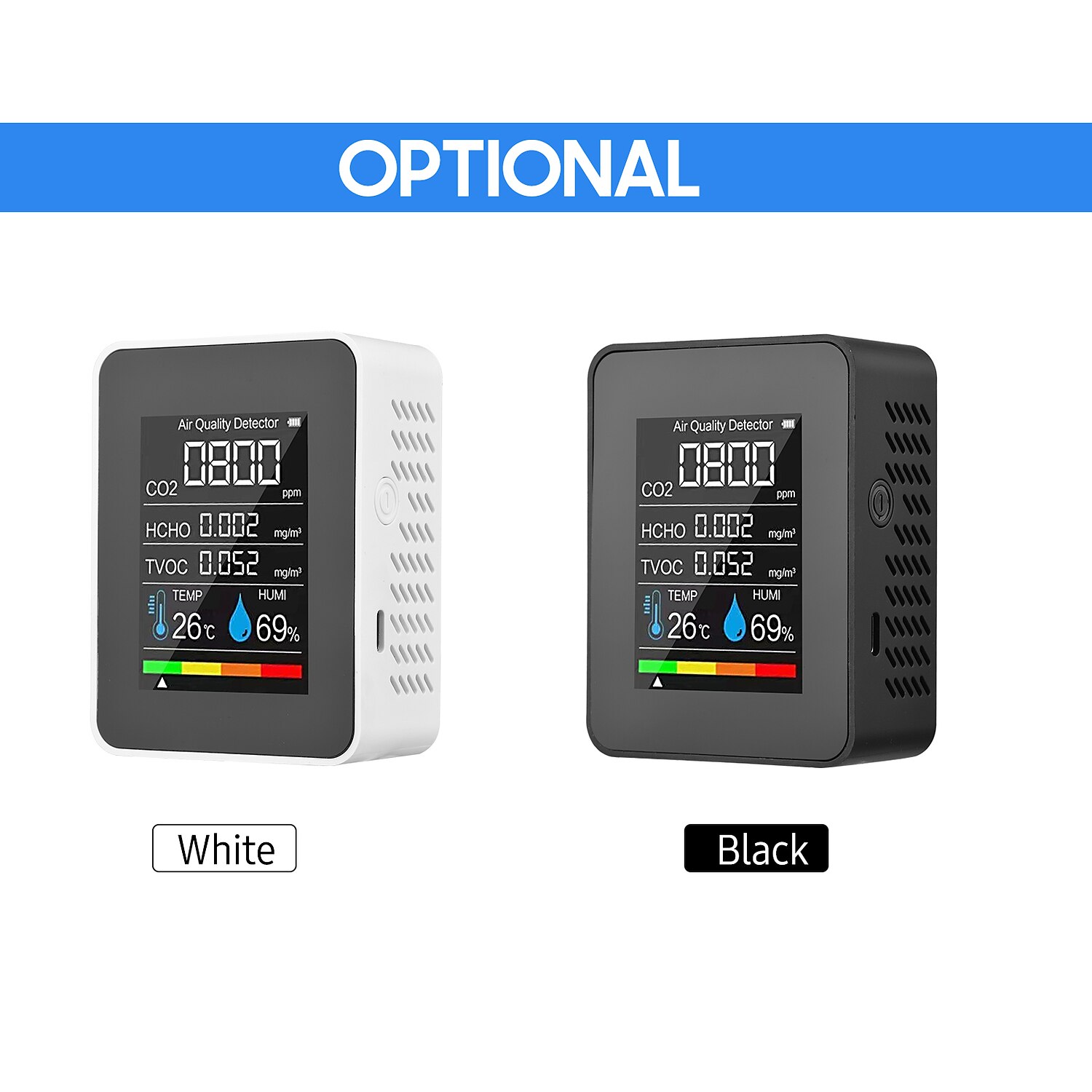 Multifunctional 5in1 CO2 Meter Digital Temperature Humidity Tester Carbon Dioxide TVOC HCHO Detector Air Quality Monitor 2025 - $31.99 –P7