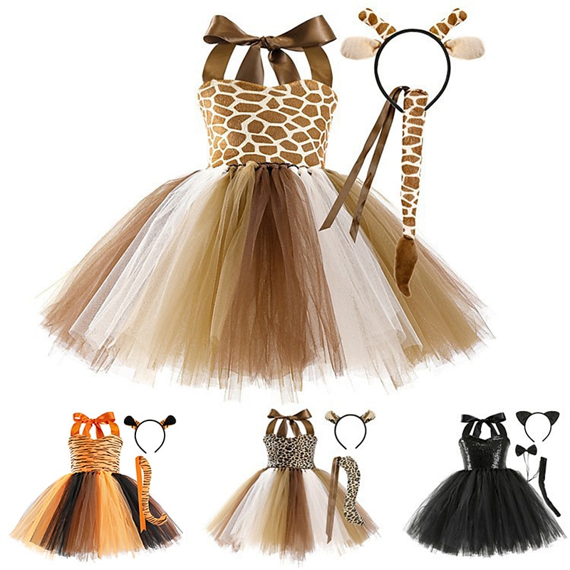 Děti Dívčí Šaty Zvíře Leopard Spád Bez rukávů Výkon Párty Venkovní Síťka prázdniny Módní Krásná Nylon Délka ke kolenům Šaty na párty Swingové šaty Tylové šaty Léto Jaro 3-10 let Černá Žlutá Hnědá 2025 - $28.99 –P1