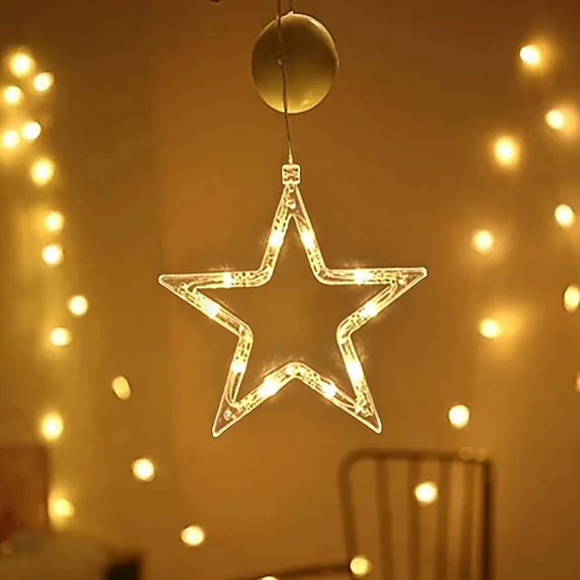 Christmas Decor Night Light Santa Elk Angel Heart LED Light Battery Powered Suction Cup Window Chandelier Xmas Tree New Year Party Holiday Home Decoration 2025 - CAD $9.99 –P14