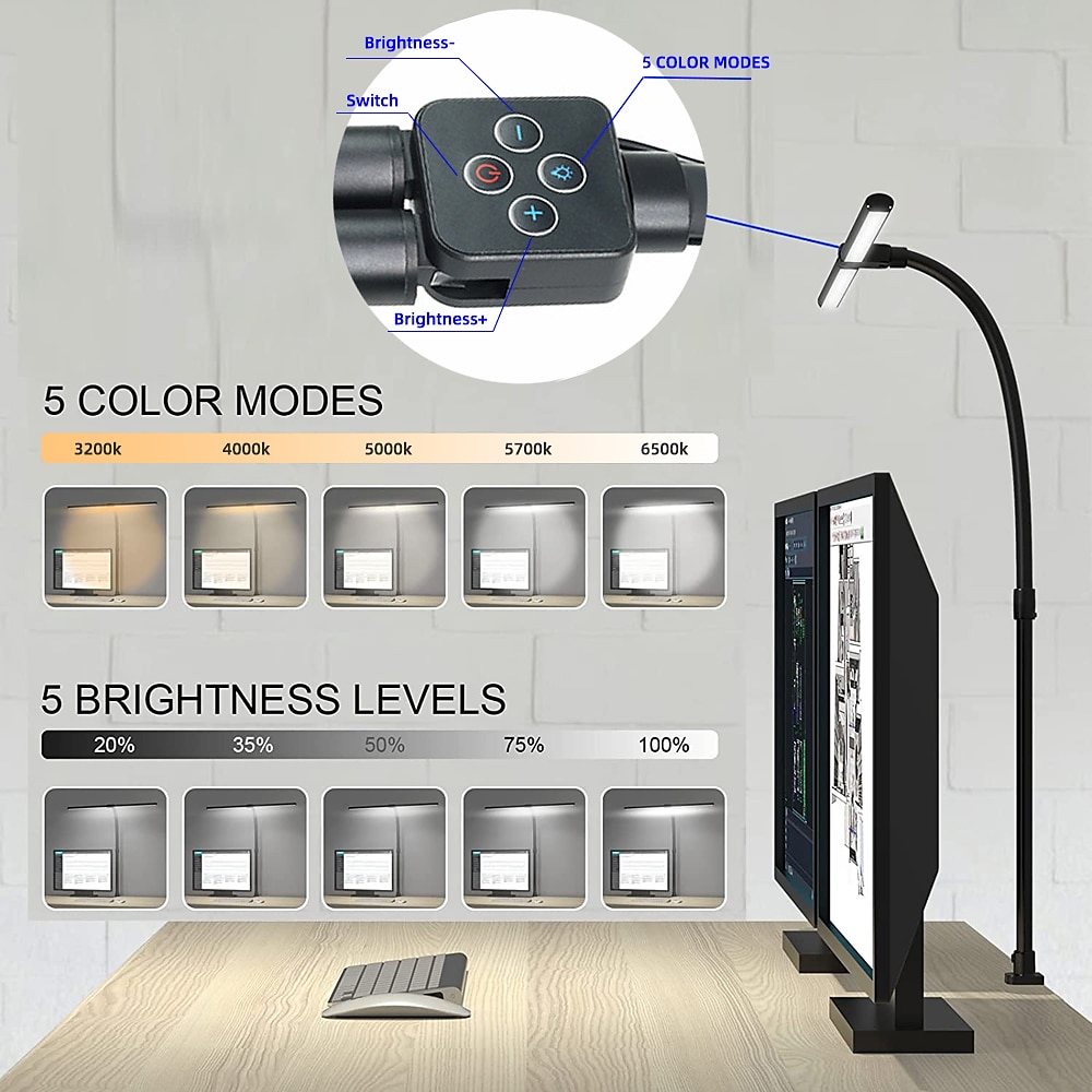 Double Head LED Clip Remote Control Desk Lamp Architect Table Lamp for Home Office Lighting 5 Color Modes and 5 Dimmable 2025 - $106.99 –P2