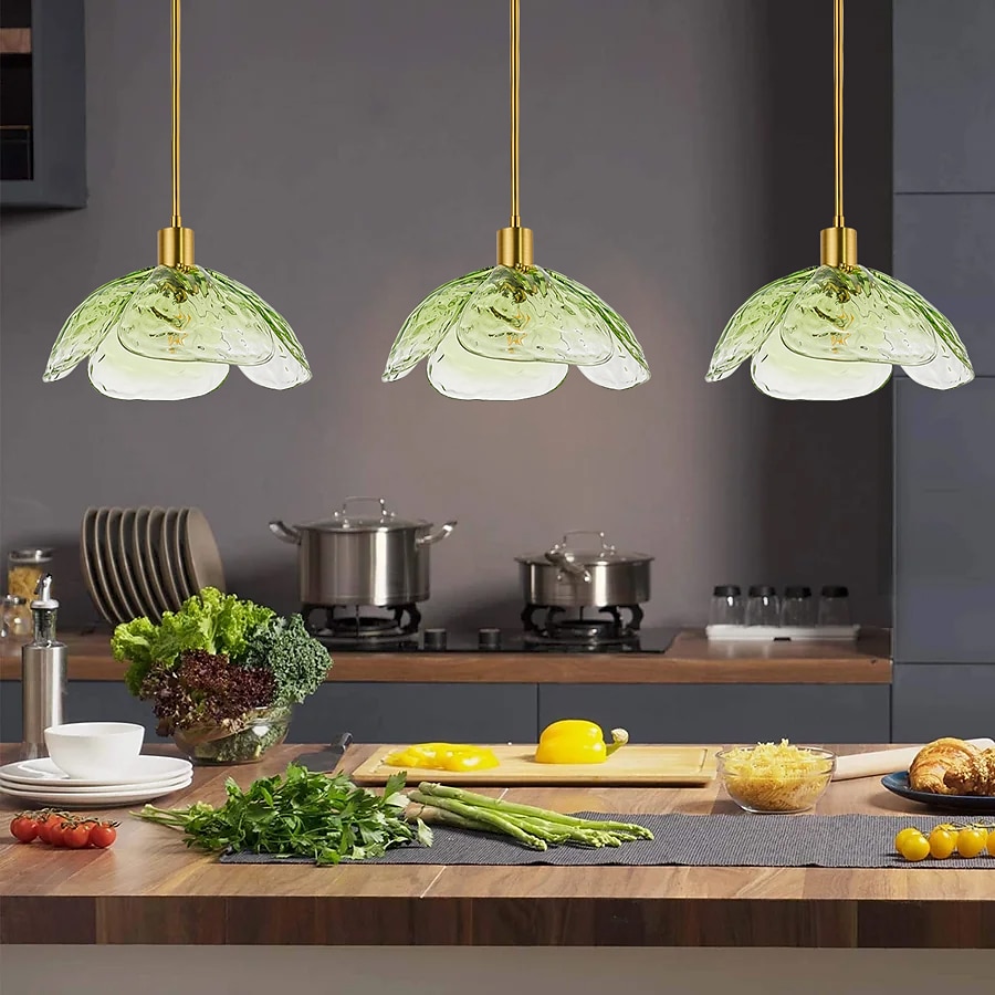 lampada a sospensione a led in vetro lampada da soffitto moderna in vetro soffiato a mano industriale led creativo loft bar cucina lampada da soffitto decorazione della casa installazione rosa verde del 2025 a $279.99 –P10