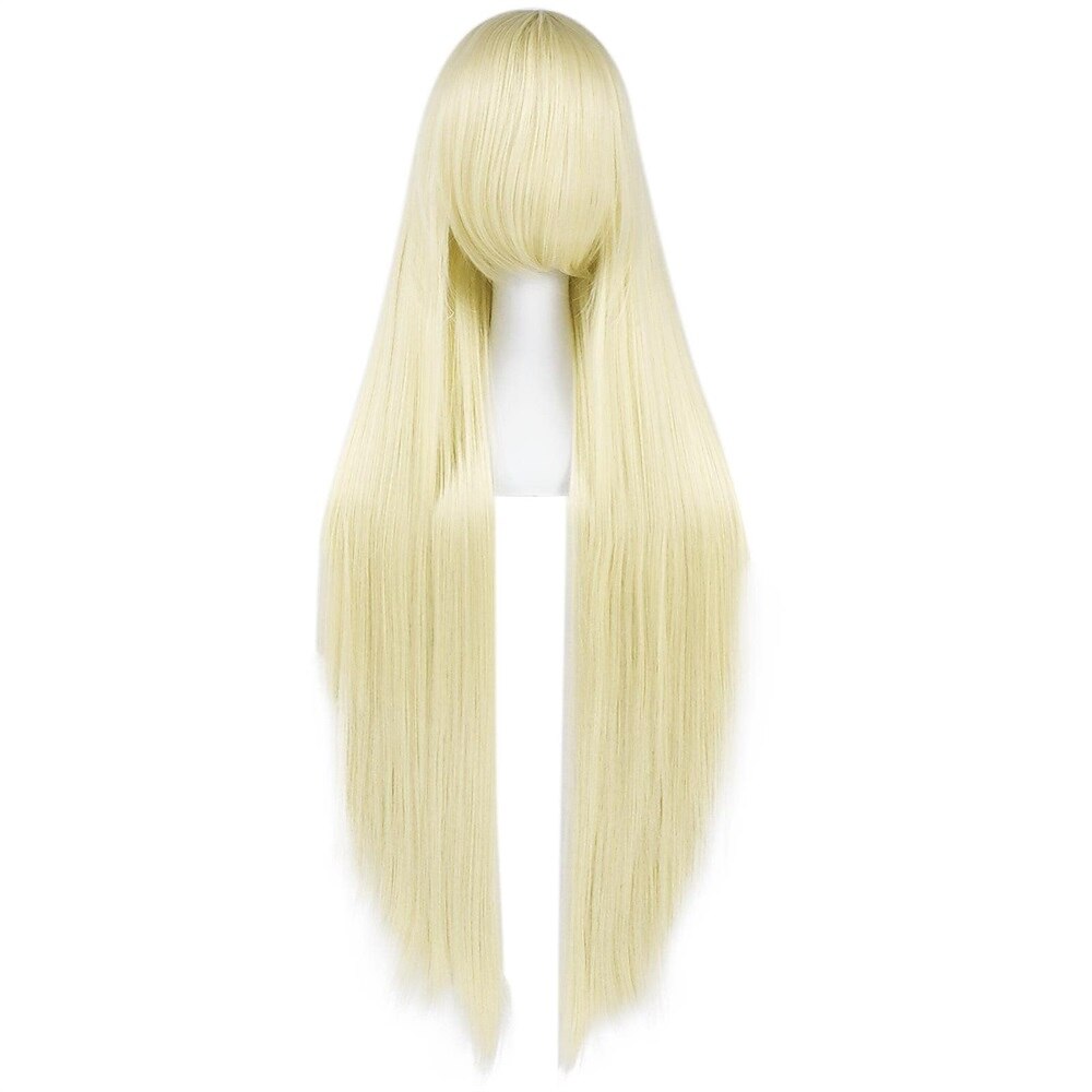 100 cm vaaleansininen peruukki naisten tytöille cosplay suora peruukki otsatukkalla synteettiset hiukset peruukkiasu anime halloween -juhliin 2026 - $28.99 –P13