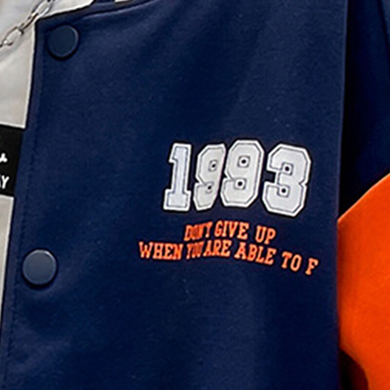 barn pojkar ytterkläder basebolljackor ytterkläder färg block bokstav långärmad fickkappa skolsport mode streetwear grön höst vinter 7-13 år 2025 - $21.99 –P16