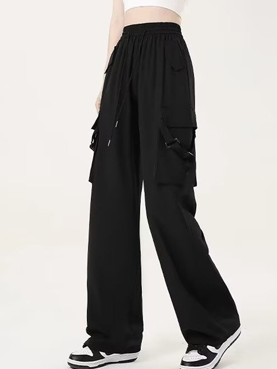 Women's Cargo Pants Wide Leg Pants Trousers Full Length Pocket Baggy Micro-elastic High Rise Fashion Streetwear Street Daily Wear Black Pink S M Fall Winter 2023 - US $19.99 –P15