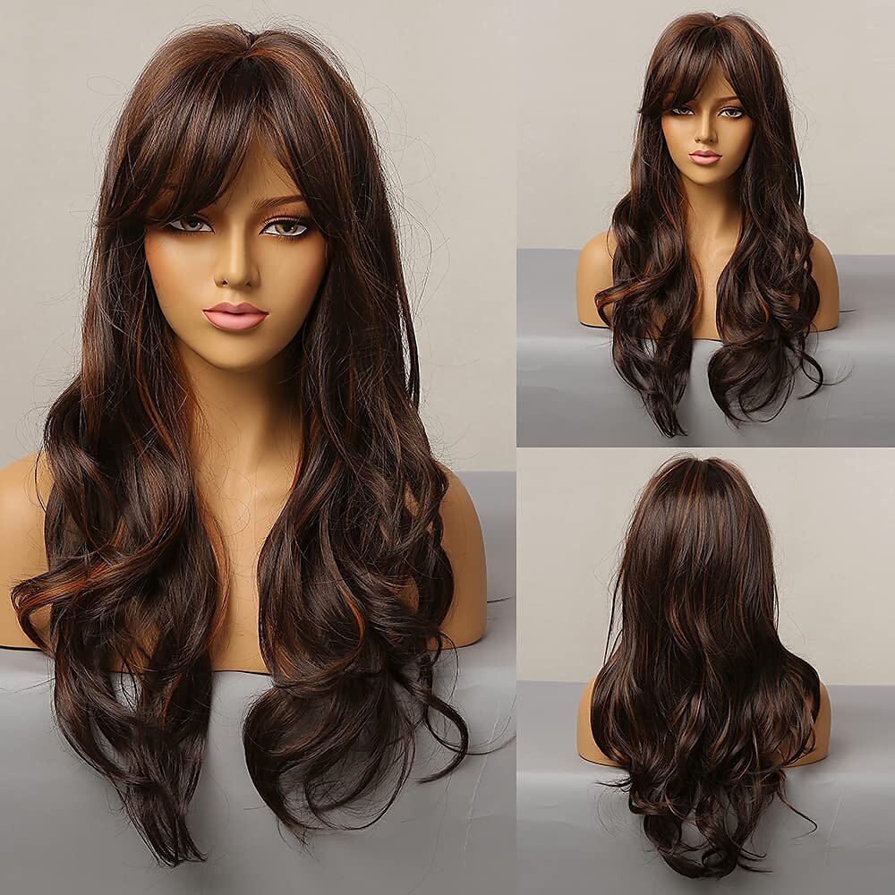 Red Wigs for WomenLong Layered Wigs with Bangs Heat Resistant Synthetic Fibre Wigs Halloween Cosplay Party Wigs 2025 - $24.99 –P7