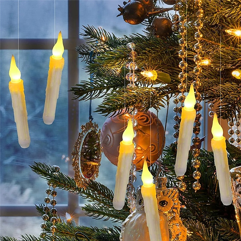 6 stk led halloween stearinlys lys med flimrende flamme aa batteri strømlampe for halloween stearinlys taper stearinlys flytende festbelysning 2025 - $15.99 –P3
