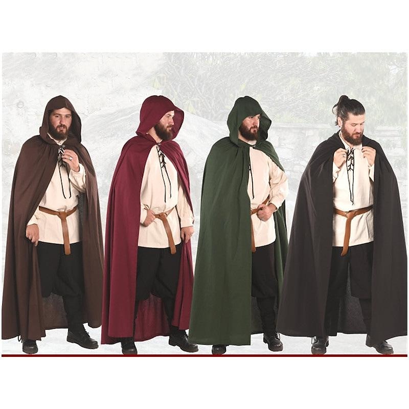 Retro Vintage Punk e gótico Medieval Capa Traje Cosplay Bruxa Feiticeiro Viking Cor Sólida Homens Mulheres Unisexo Celta Viking Fantasia Dia Das Bruxas Carnaval Baile de Máscaras Espetáculo Palco de 2025 por $89.99 –P2