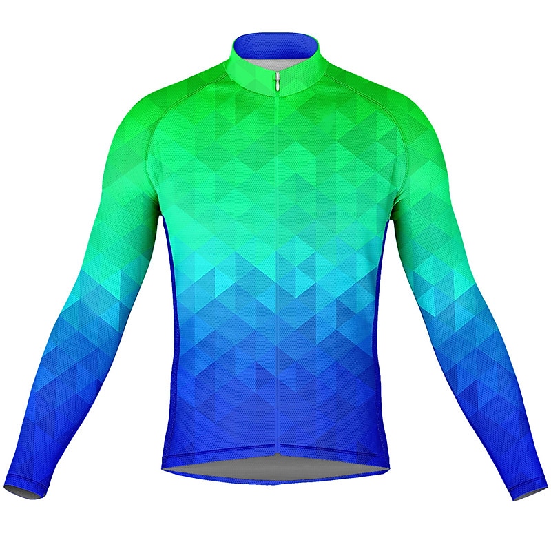 Herr Cykeltröja Grafisk Lutning Långärmad Cykel Överdelar med 3 bakfickor Bergscykling Vägcykling Snabb tork Reflexremsa Bakficka Fuktabsorberande sporter Blå Mörkgrön Orange Kläder 2025 - $34.99 –P6