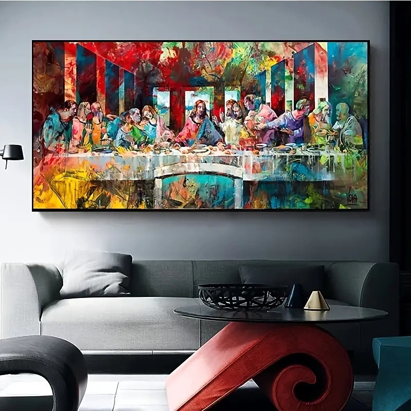 1pc Modern Artistic Graffiti Painting of 'The Last Supper' - Home Decor Wall Art for Corridor Porch or Any Room 2025 - $23.99 –P2
