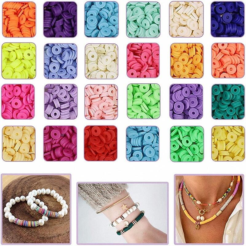 Clay Beads for Jewellery Making 4800Pcs Flat Round Clay Beads