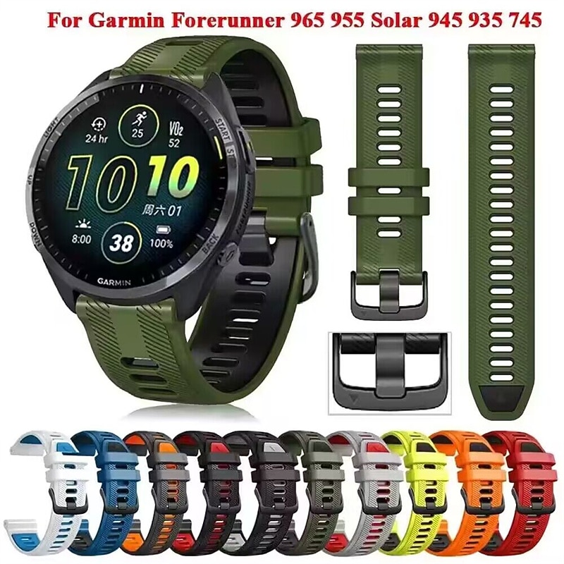 New applicable garmin Forerunner 965 official with steel buckle double-color plastic strap 935/745 955/945 / official wristbands 10 color spot supply 2026 - $14.99 –P1