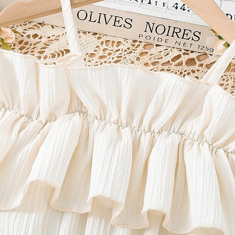 Bambino Da ragazza Vestito Tinta unica Manica corta Matrimonio Esterno Informale Con balze Festività Di tendenza Giornaliero Poliestere Al ginocchio Abito casual Vestito svasato Abito linea A Estate del 2026 a $20.99 –P10