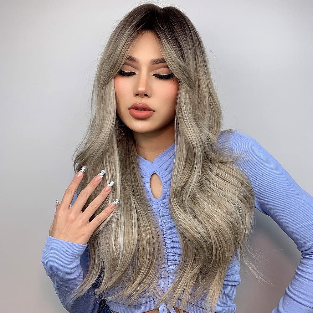 Blonde Brown Wavy Body Wave Full wig Hair for Women Lady Girl Middle Part 26 pouces résistant à la chaleur synthétique perruque d'aspect naturel quotidien à tout moment cosplay party de 2026 ? $24.99 –P10