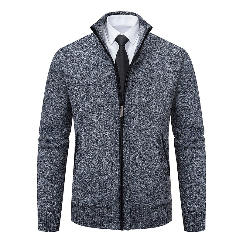Men's Cardigan Sweater Mens Dress Sweaters Ribbed Knit Regular Knitted Plain Stand Collar Warm Ups Modern Contemporary Daily Wear Going out Clothing Apparel Fall & Winter Wine Red Blue S M L 2025 - $37.99 –P11