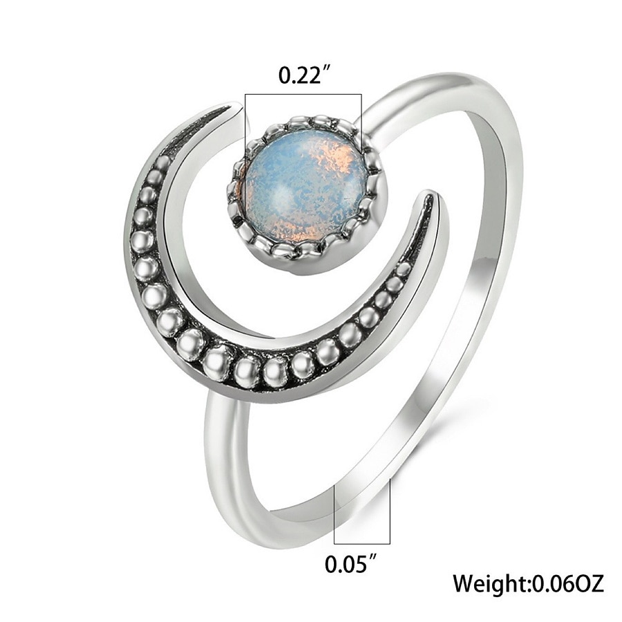 1 anillo de apertura ajustable para mujer de aleación retro moon daily. 2025 - $8.49 –P5
