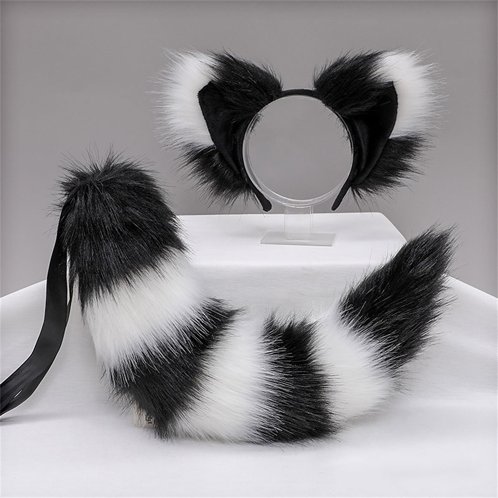 Plush Beast Ears KC Headwear cosplay Tail Accessories Handmade Fox Ears Hair Hoops Fox Tail Set 2025 - $24.99 –P2
