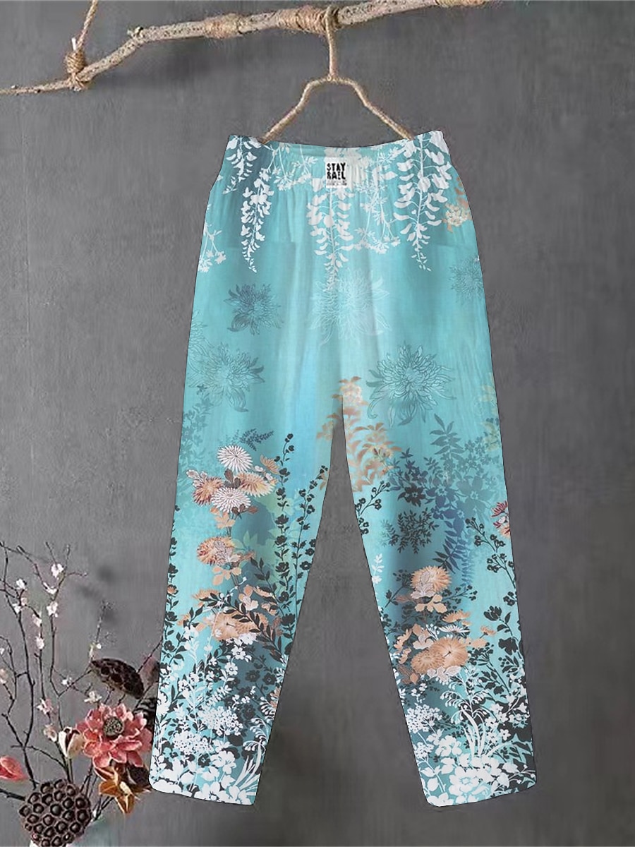 Femmes Pantalon en coton et lin Slacks Pantalons Amples Confort Chino Longueur cheville Taille moyenne Fleur Avec Poches Bouffant Imprimé Respirabilité Micro-Élastique Extérieur Quotidien Rose Claire de 2025 ? $21.99 –P6