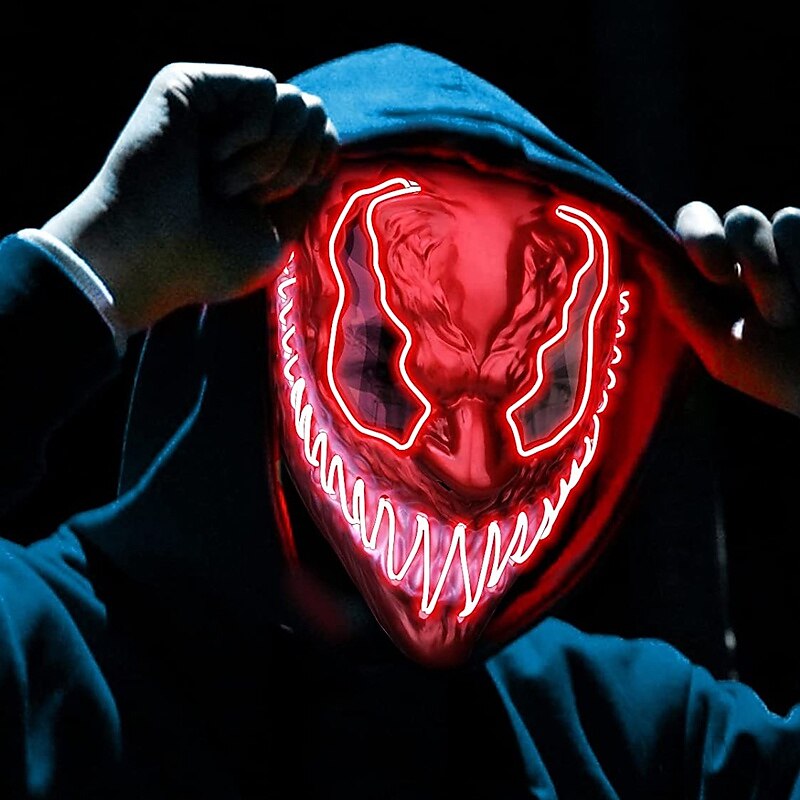 halloween maszk led purge világít világítással deadpool maszk ijesztő jelmez karneváli cosplay partihoz könnyű halloween jelmezek 2025 - $30.99 –P4