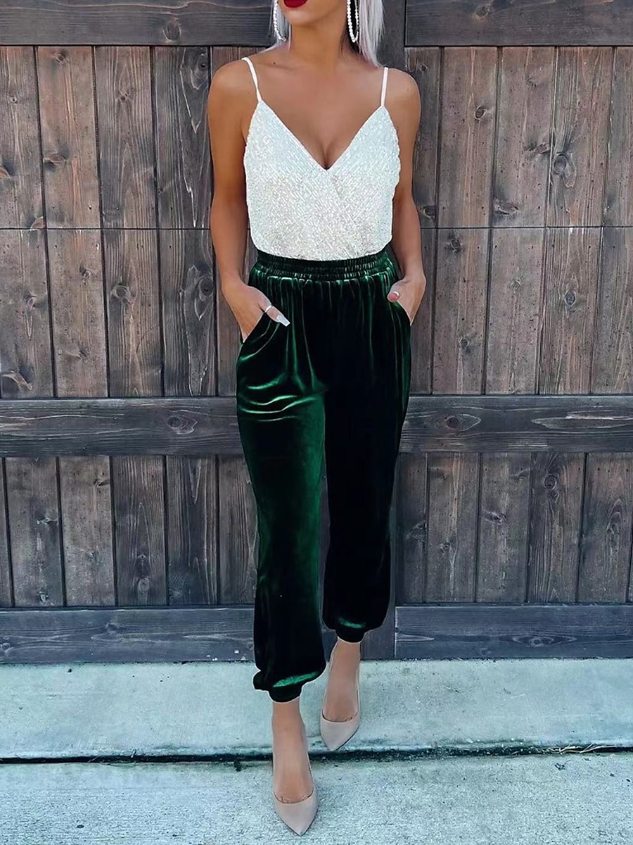 Women's Sweatpants Joggers Velvet Pants Trousers Full Length Pocket Micro-elastic High Waist Fashion Streetwear Party Dark Brown Black S M Fall & Winter 2025 - $22.99 –P8