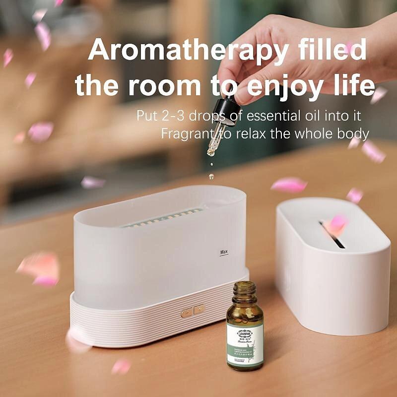 Lampe LED intelligente simulation de flamme humidificateur à ultrasons diffuseur d'aromathérapie 7 couleurs lumière diffuseur USB filtre gratuit diffuseur d'huile essentielle désodorisant pour de 2025 ? $23.99 –P2