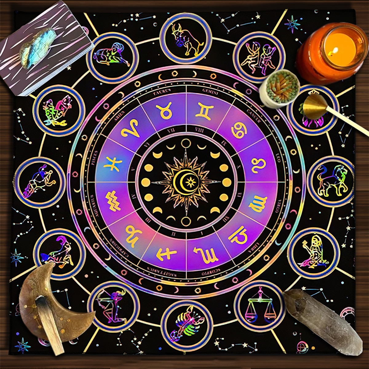 tarot asztalterítő játékhoz, oltárterítő, boszorkánysági asztrológia dekoráció orákulumkártya pad tarot szőnyeg witcher dekor, parti ajándékok, parti ajándék dekoráció, parti kellékek varázsművészeti 2026 - $9.49 –P15