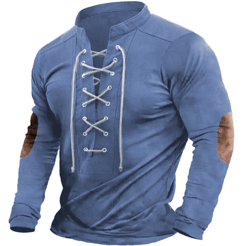 Herr Henleytröja T-tröja Långärmad tröja Långärmad Henley Sommar Färgblock Mode Designer Grundläggande Spetsknuten Semester Gata Utekväll Mörkgrå Svart Blå Topp t-shirt för män 2025 - $22.99 –P12