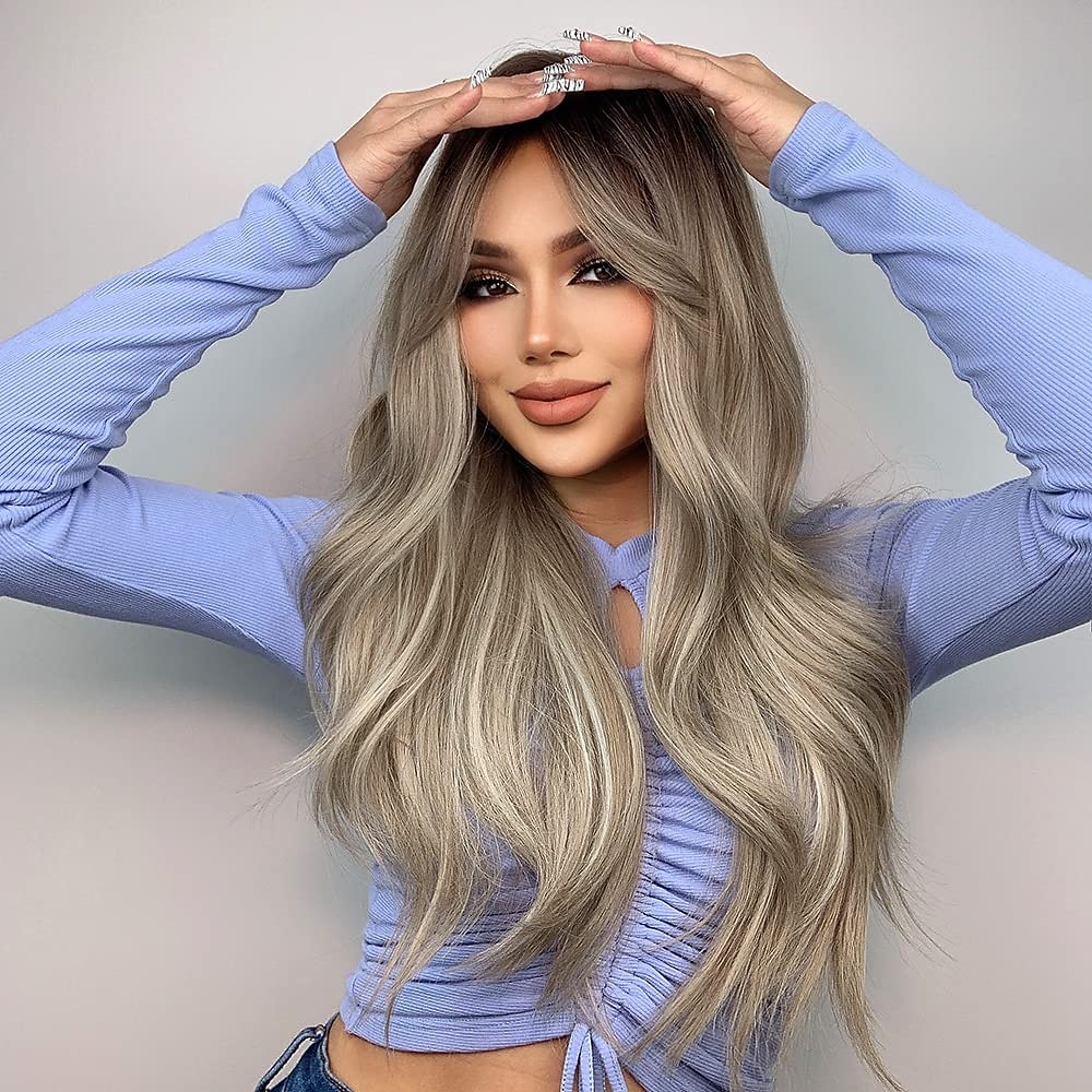 Blonde Brown Wavy Body Wave Full wig Hair for Women Lady Girl Middle Part 26 pouces résistant à la chaleur synthétique perruque d'aspect naturel quotidien à tout moment cosplay party de 2026 ? $24.99 –P12