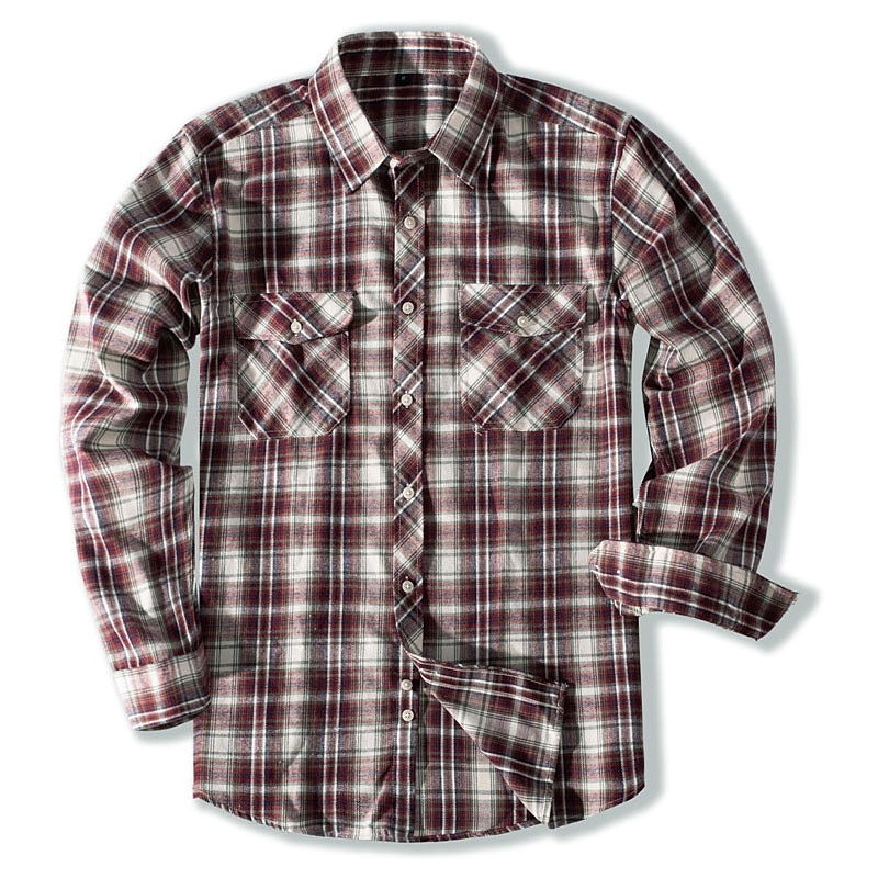 Herren Hemd Flanellhemd Kariertes Hemd Knopfhemd Overshirt Karo Outdoor Alltagskleidung Weiß Wein Rote Marineblau Langarm Revers Frühling & Herbst Bekleidung Fronttasche 2025 - $29.99 –P14